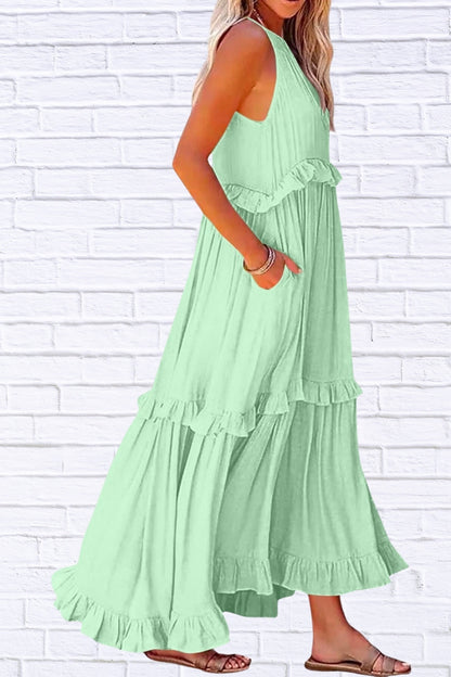 Ruffled Sleeveless Maxi Dress | Flowy & Feminine