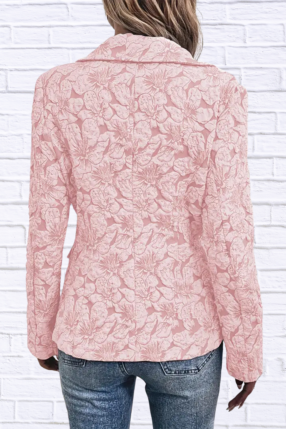 Floral Print Single Button Blazer with Pockets