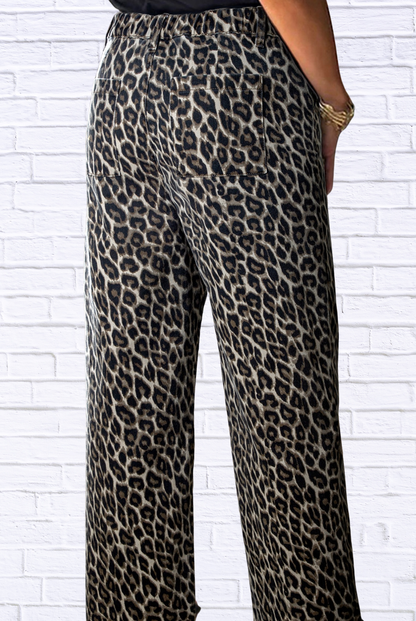 Leopard Straight Loose Leg Jeans