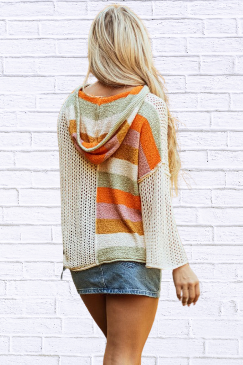 Harper Oversized Colorblock V Neck Hooded Sweater