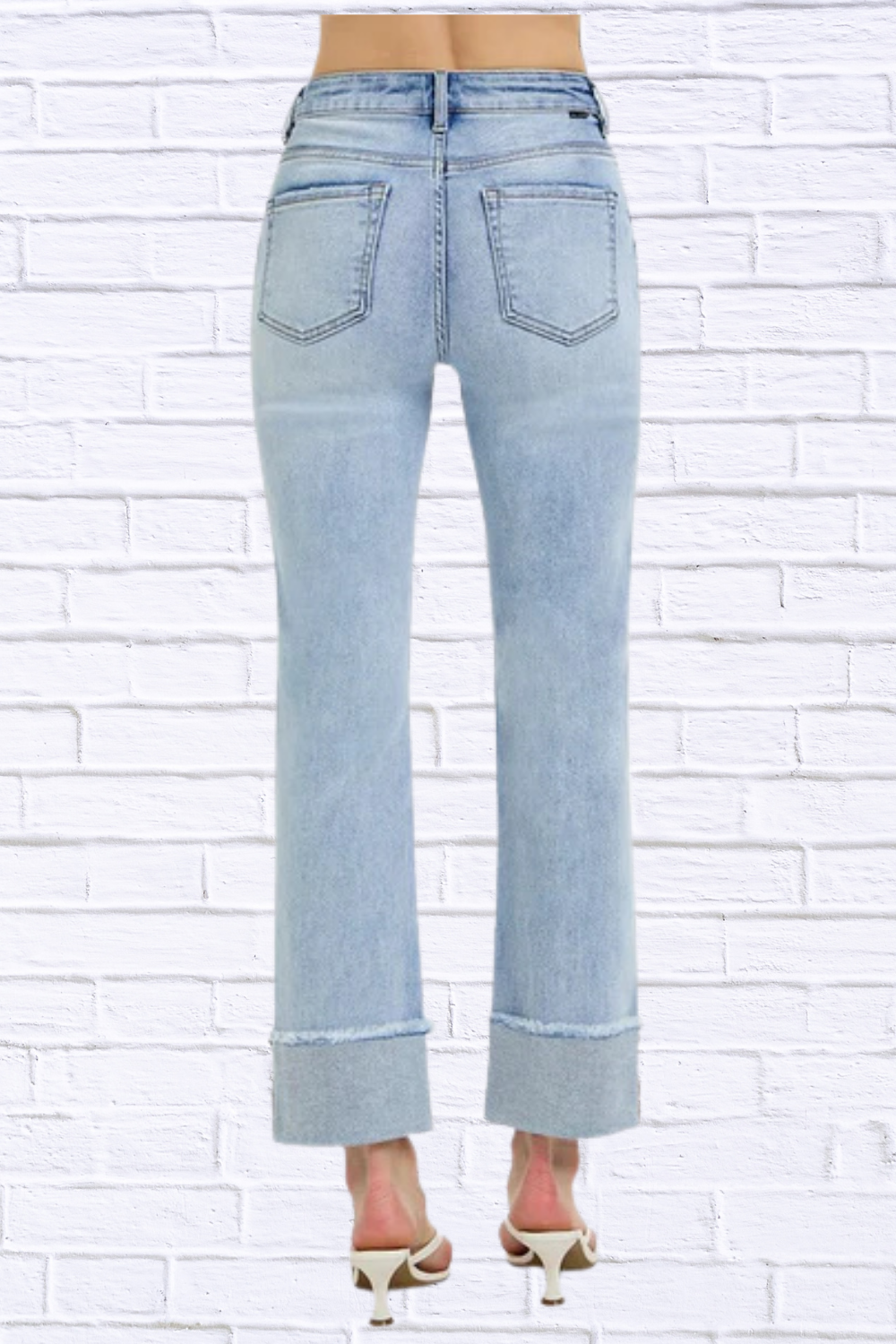 High Rise Straight Cuffed Relaxed Jeans
