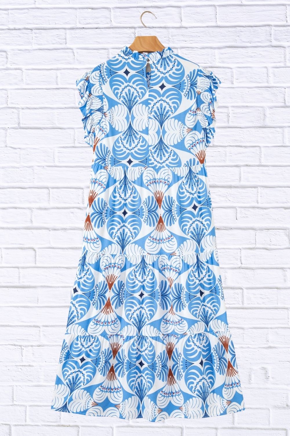 Tropical Botanic Print Flutter Sleeve Vacation Dress for Women