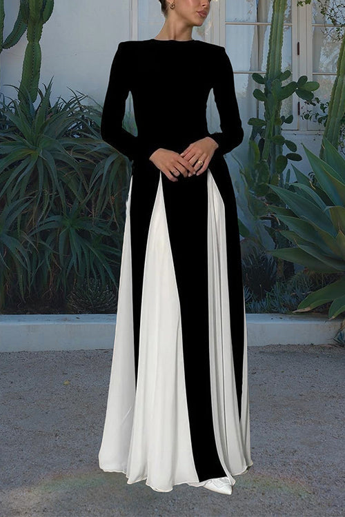 Rosiedress Long Sleeves Color Block Swing Maxi Dress