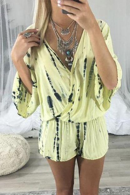 Tie Dye Wrap Front Rompers
