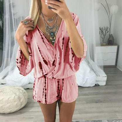 Tie Dye Wrap Front Rompers