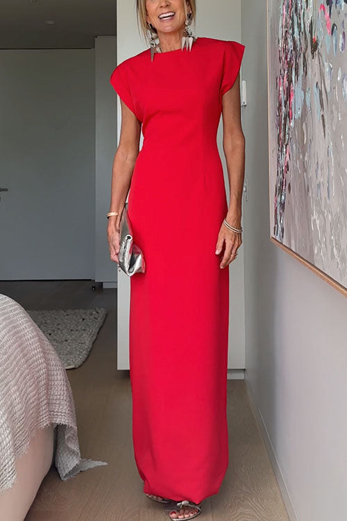 Maxi-Partykleid mit Rundhalsausschnitt und kurzen Ärmeln