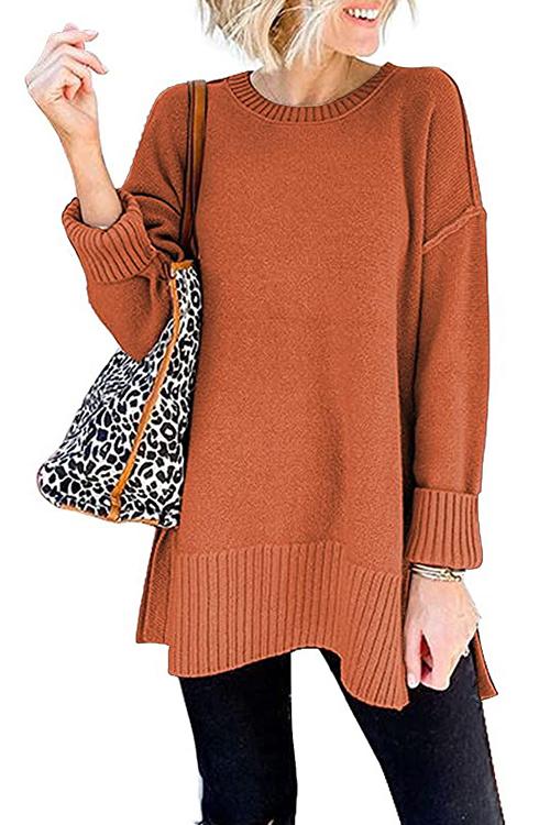 Rosiedress Drop Shoulder Side Split Loose Sweater