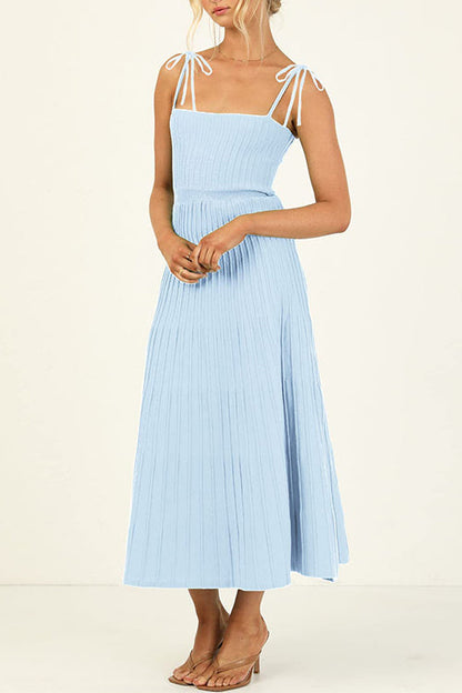 Rosiedress Tie Shoulder High Waist Knit Maxi Cami Dress LightBlue