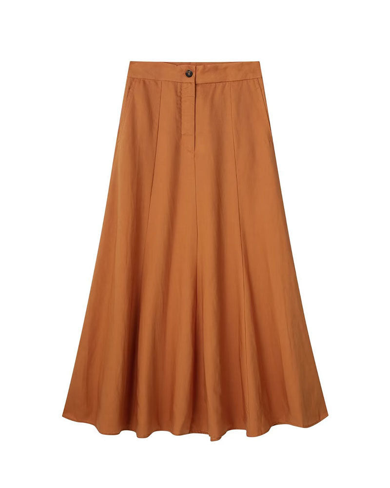 Ensemble deux pièces haut court sans manches à col en V et jupe évasée mi-longue 