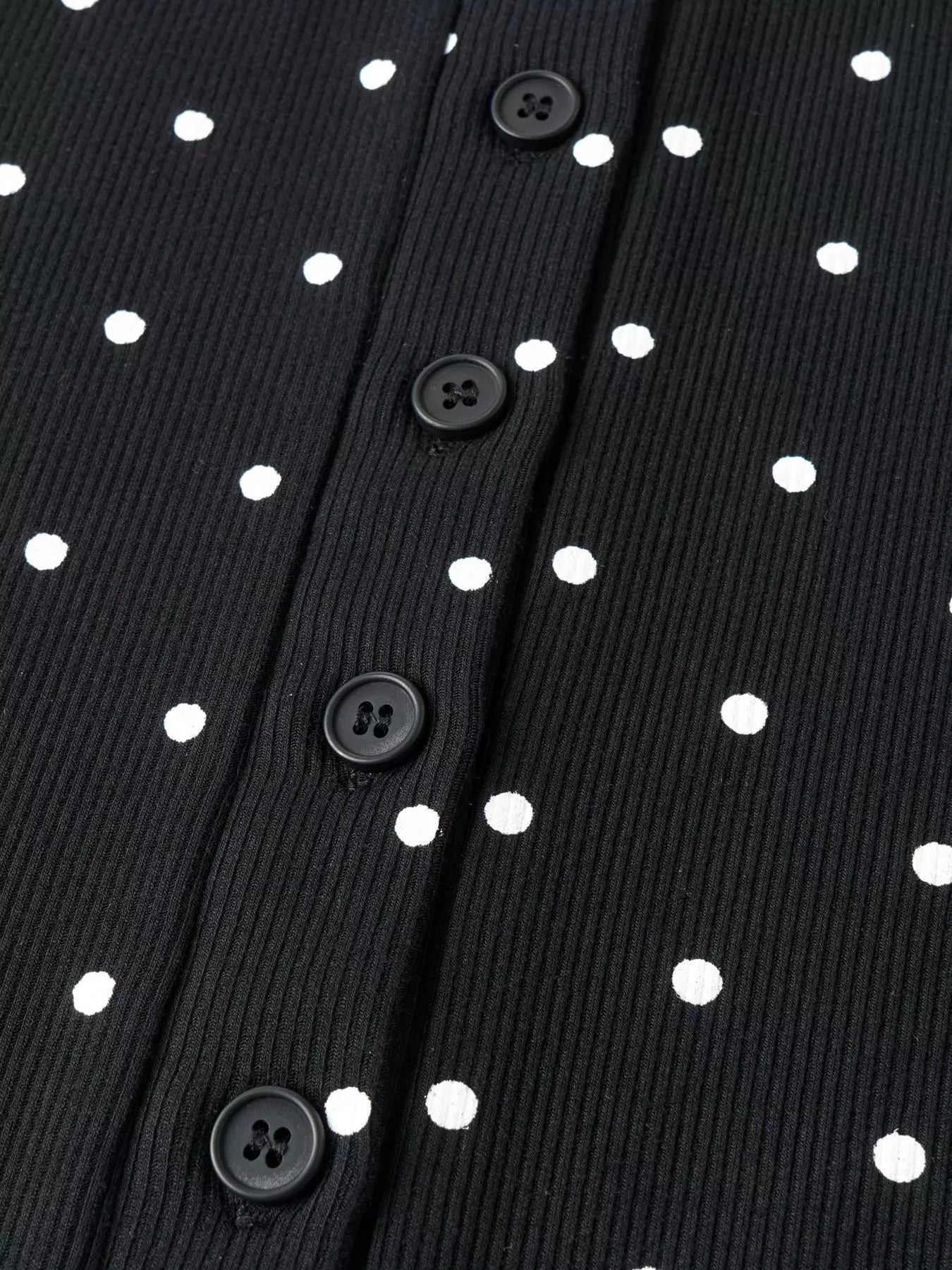 Polka Dot Button-Down Knit Cardigan