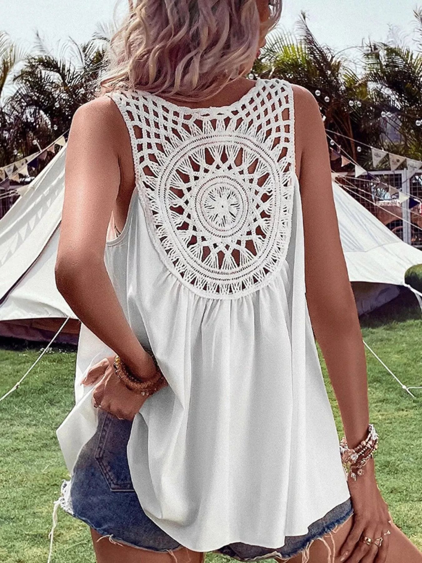 Crochet V-Neck Tank Top
