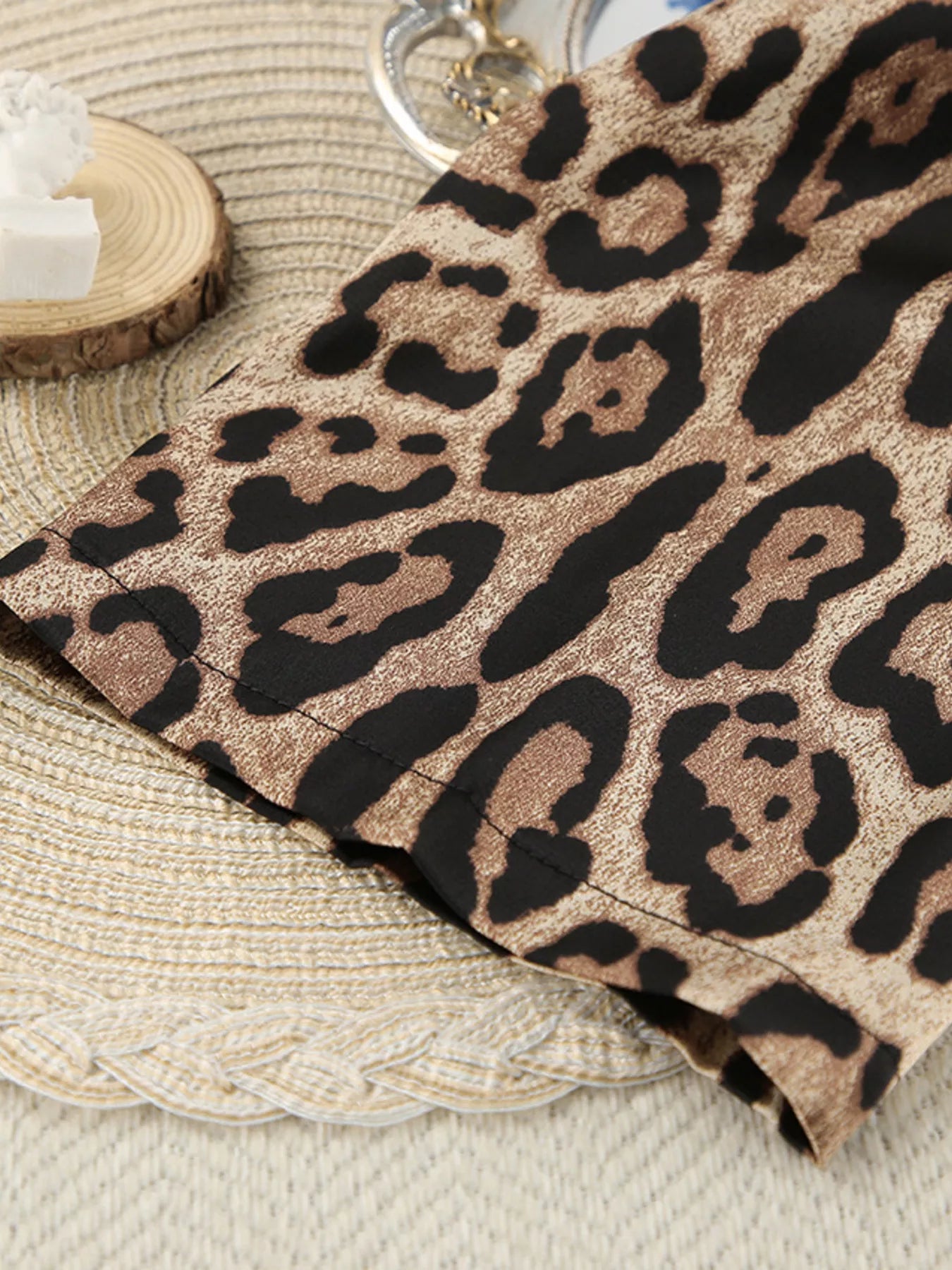 Leopard Bra & Cardigan and Shorts Set