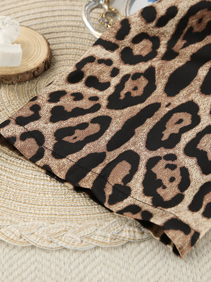 Leopard Bra & Cardigan and Shorts Set