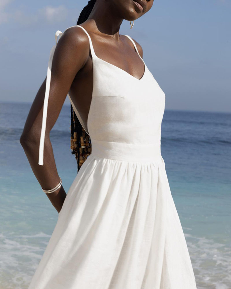 Chic V-neck strapless backless dress