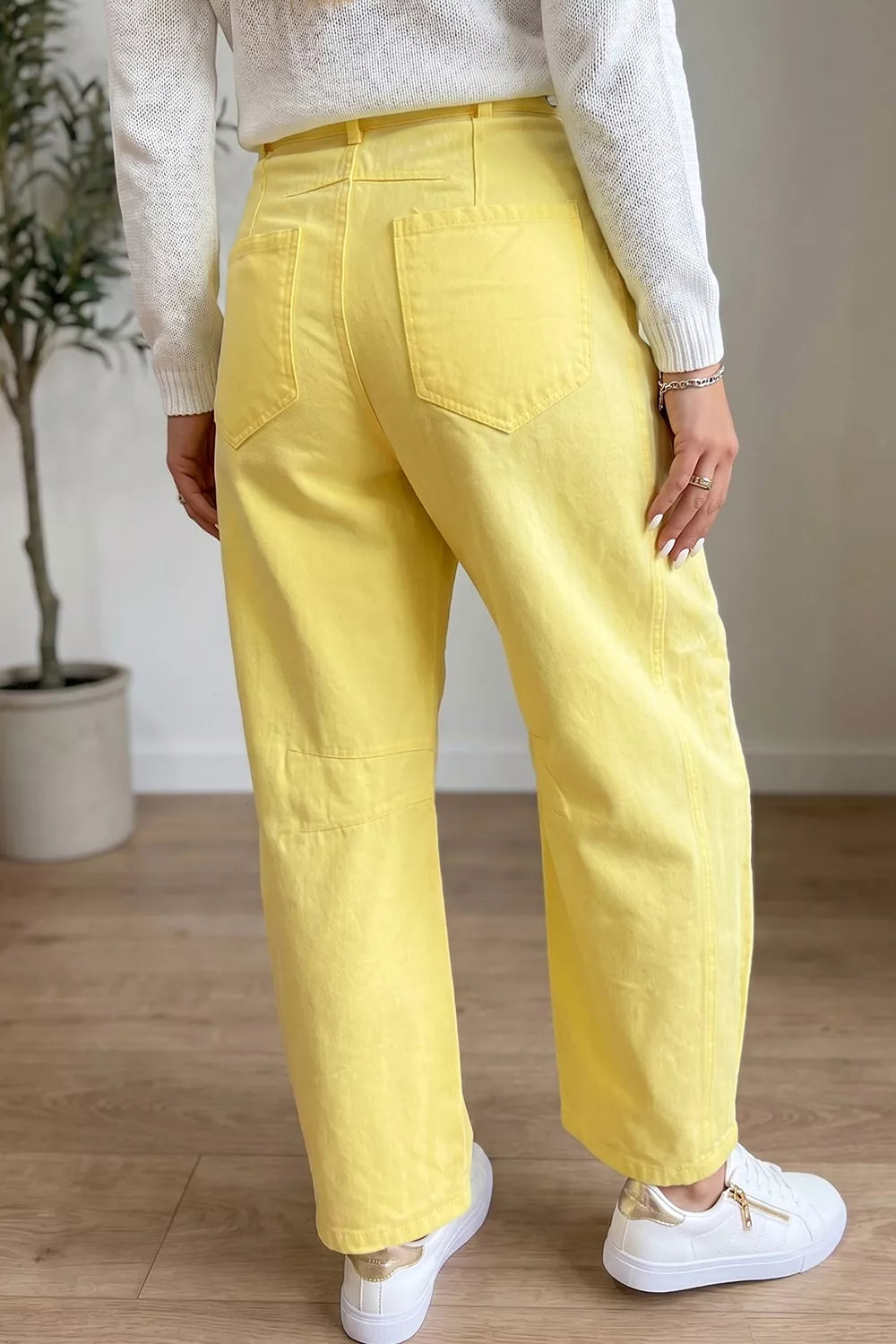 Wide-Leg Drawstring Jeans