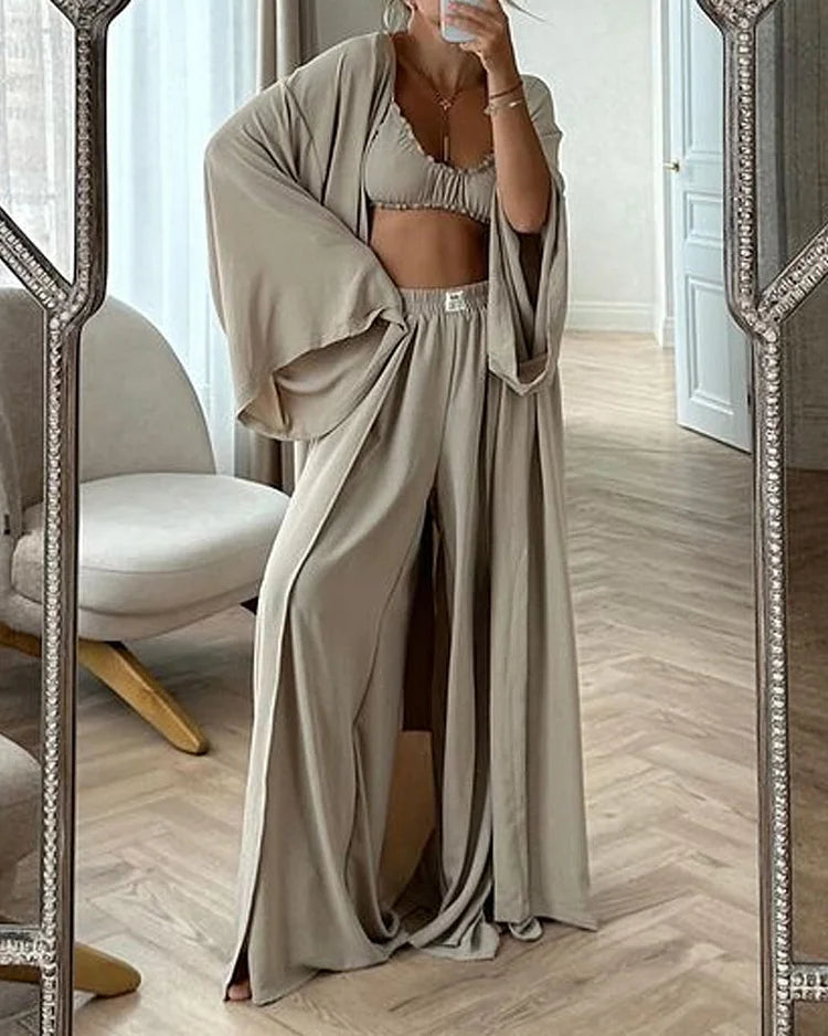 Ensemble deux pièces veste cardigan décontractée et pantalon 