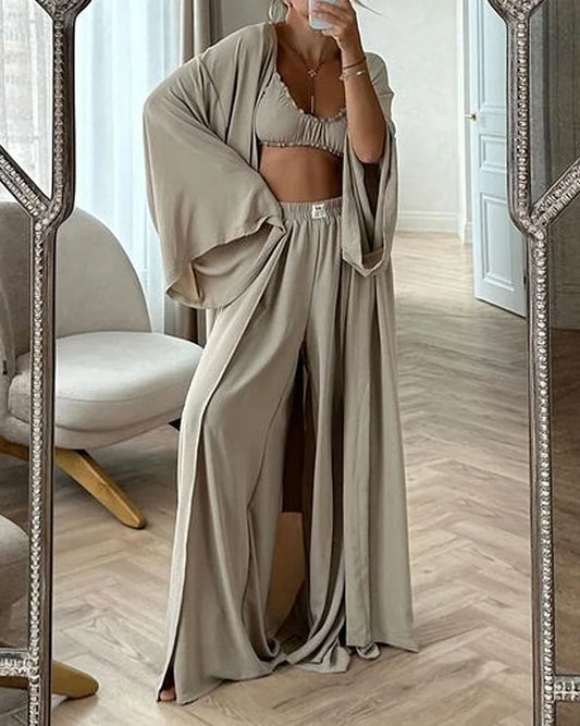 Ensemble deux pièces veste cardigan décontractée et pantalon 