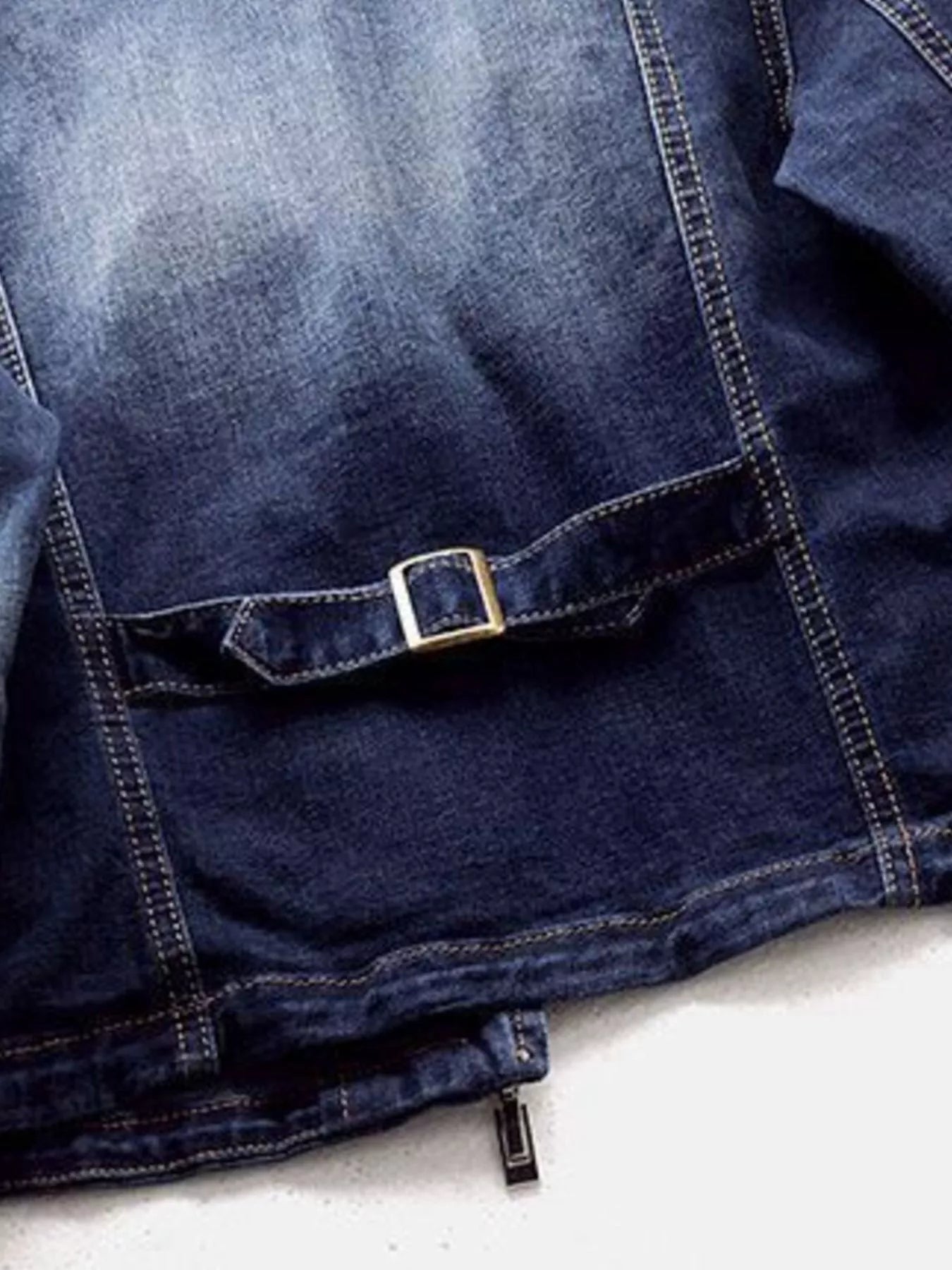 Full Size Asymmetrical Zip Denim Jacket Plus Size