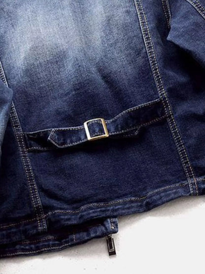 Full Size Asymmetrical Zip Denim Jacket Plus Size