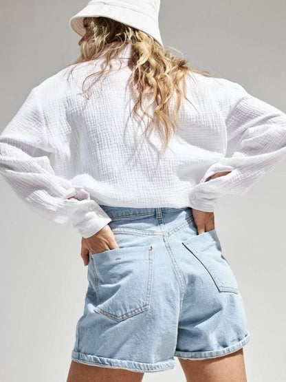 Textured Gauze Button-Down Shirt for Women | Boutique Top
