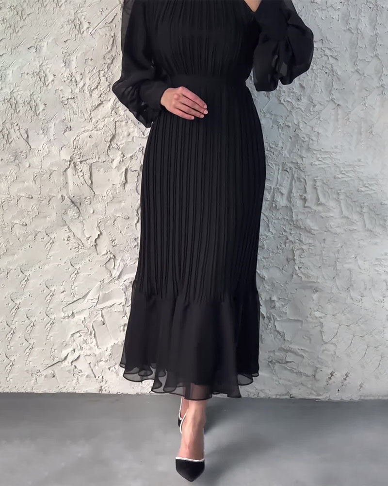 Sophisticated long pleated dress