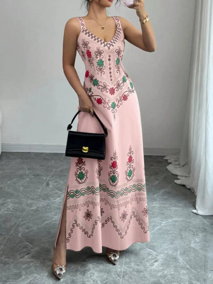 Floral Sleeveless Maxi Dress with Side Slit
