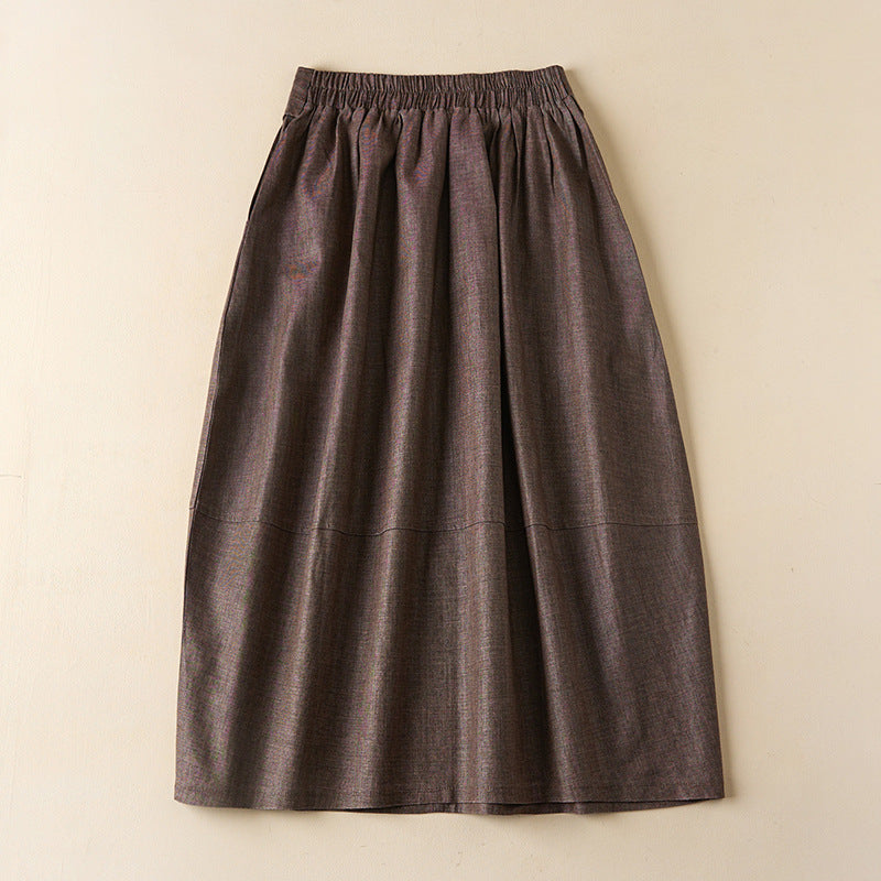 Simple cotton linen casual skirt