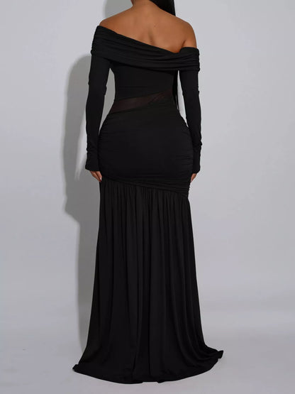 Off Shoulder Slit Maxi Dress