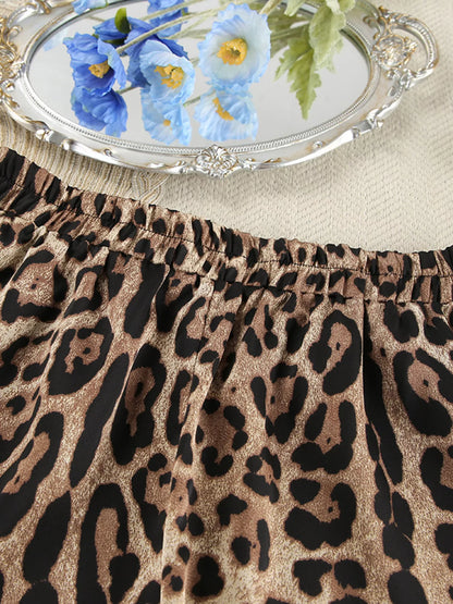 Leopard Bra & Cardigan and Shorts Set