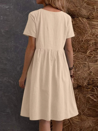 Full Size Casual Loose Fit Tiered Ruffle Hem Dress Plus Size