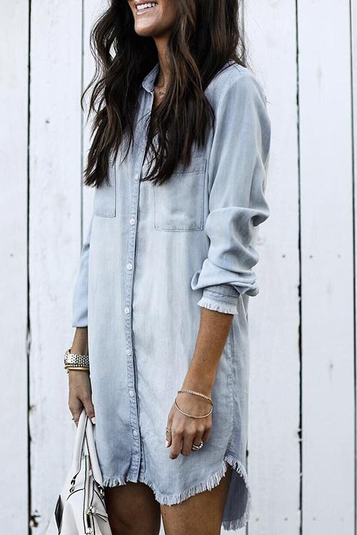 Rosiedress Hot Sale Button Down Denim Shirt Dress ( 4 Colors)