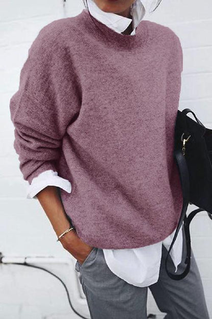 Lapel Fake Two Pieces Casual Sweater Red