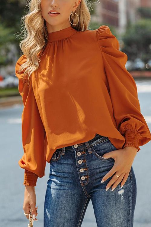 Rosiedress Mockneck Ruffle Puff Sleeve Blouse Top