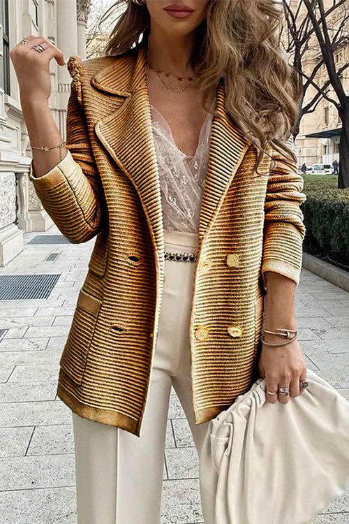Fashion Lapel Buttons Cardigans with Pockets Camel