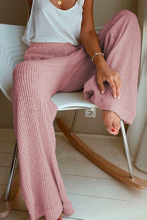Winter Elastic Waist Wide Leg Pants Pink