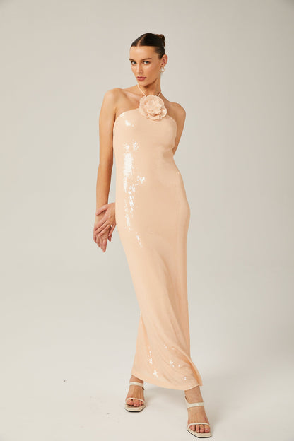 Yvette halterneck sequined maxi dress