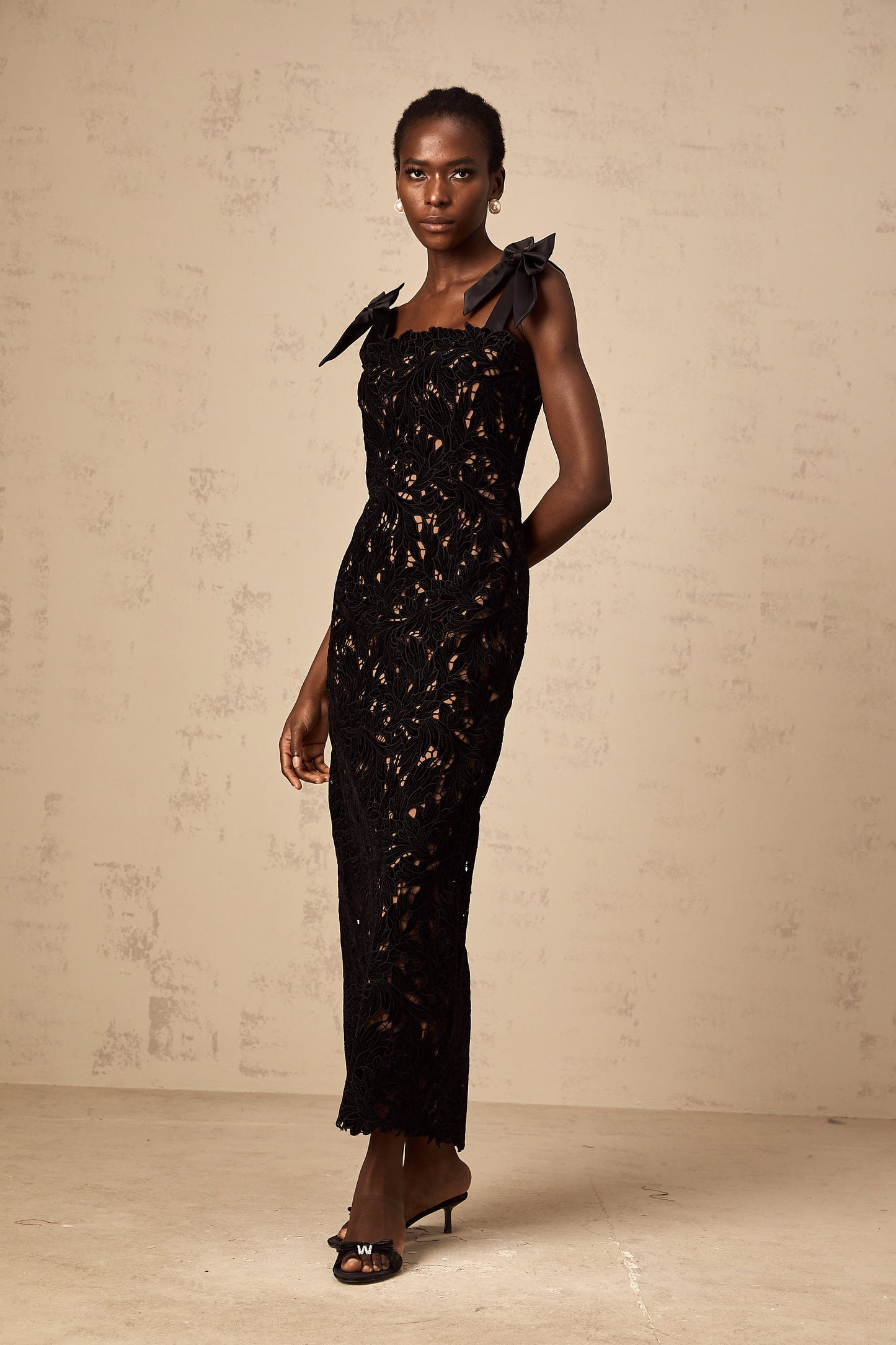 Eloise black floral embroidered maxi dress