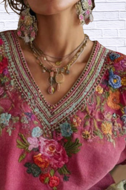 Plus Size Floral V-Neck Blouse for Women | Elegant Boutique Fashion Top