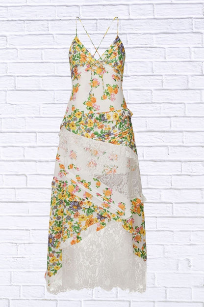Lace Floral Ruffle Trim Maxi Dress for Women | Elegant Flowy Summer Dress | Romantic Wedding Guest & Vacation Dress
