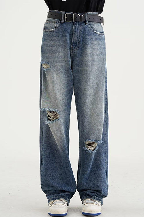 Rosiedress Wide Leg Ripped Baggy Jeans