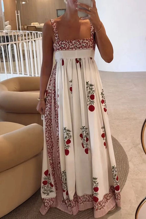 Rosiedress Square Collar Splice Floral Print Swing Maxi Cami Dress