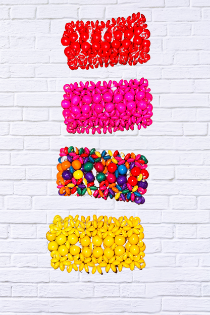 Boho Chic Vibrant Wooden Bead Stretch Bracelet