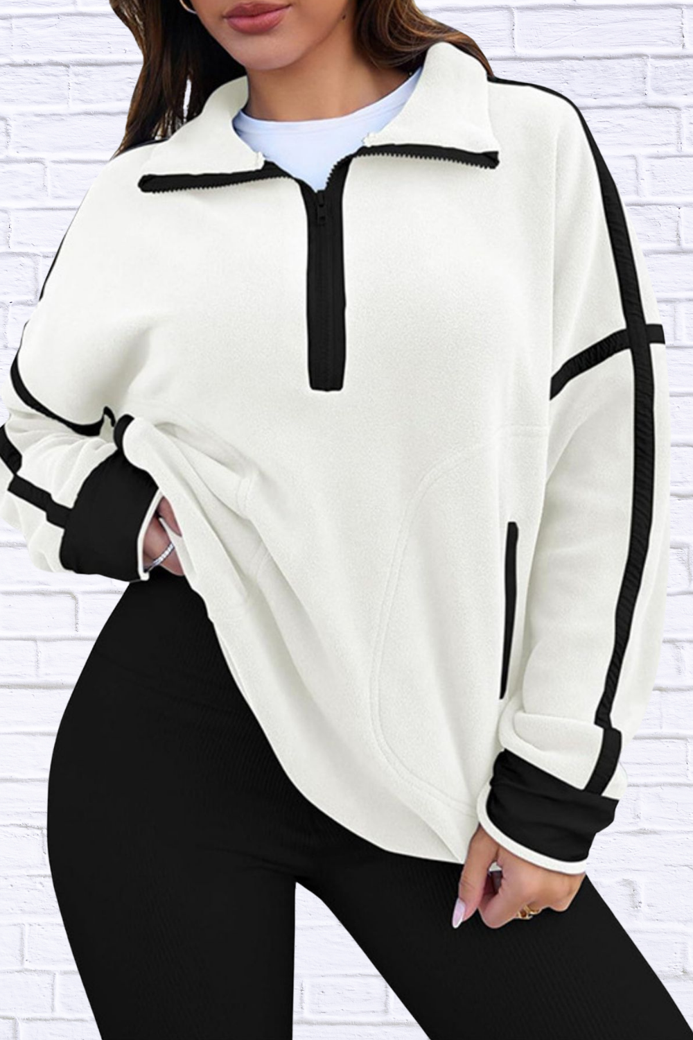 Half Zip Dropped Shoulder Sweatshirt