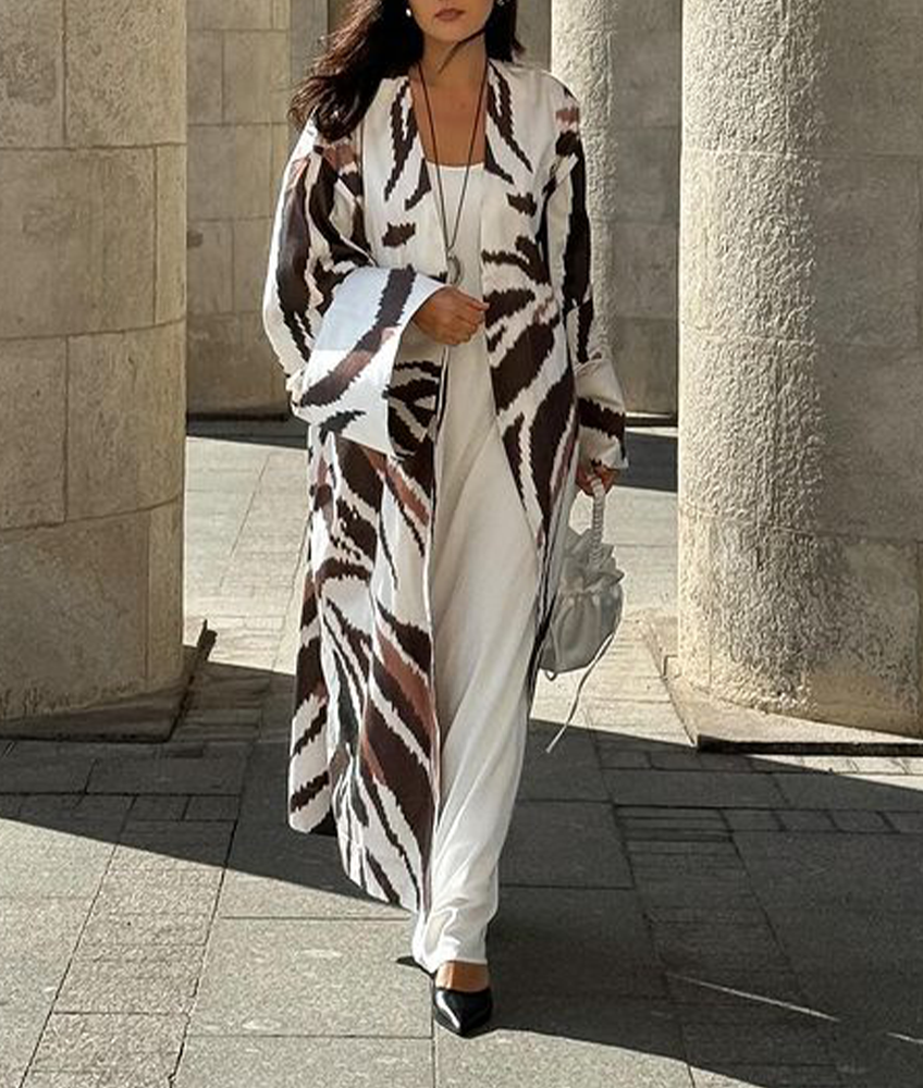 Casual Zebra-stripe Printing Long Kimono