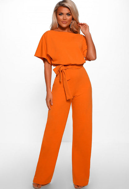 Lace-up Short Sleeved Jumpsuit