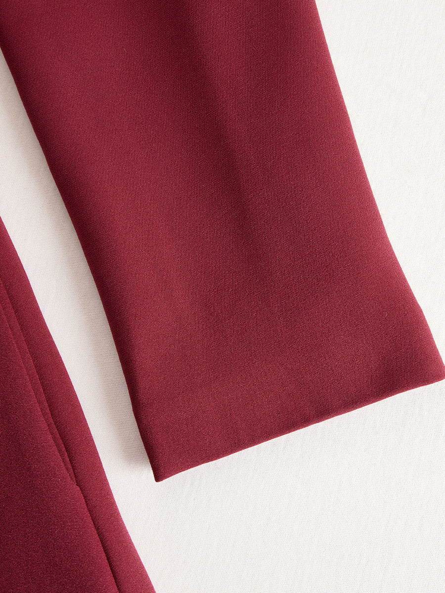 Elegant Band Collar Button-Down Midi Dress With Belt