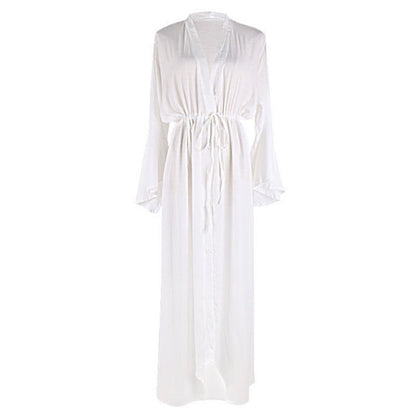 Sleeve Single Breasted Beach Cover-up Sexy Vacation Sun Protection Shirt Bikini Cover