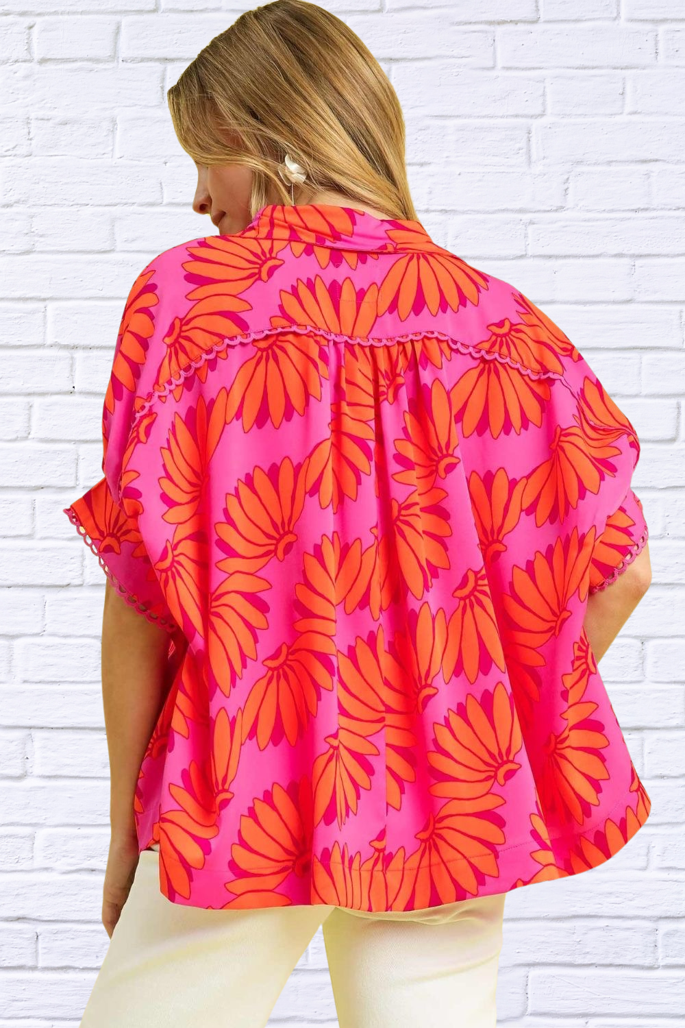 Tropical Printed Button-Up Relaxed Shirt