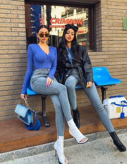 High Waist Skinny Stretch Jeans