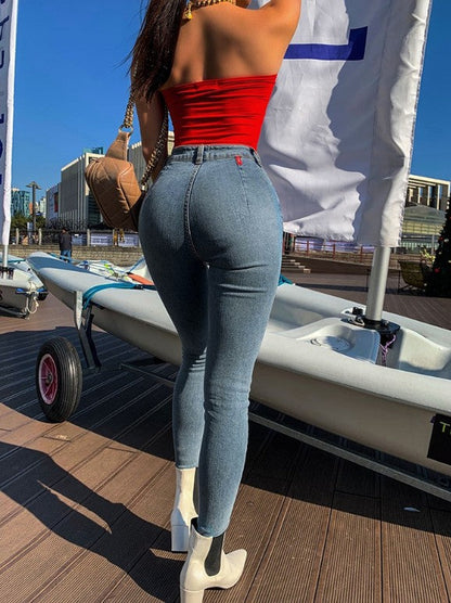 High Waist Skinny Stretch Jeans